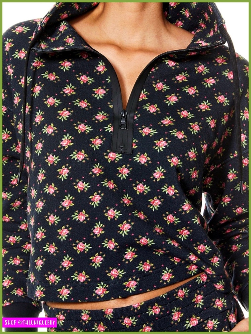 Alice + Olivia Quinlan Oversized Floral Striped Pullover Hoodie Sweater